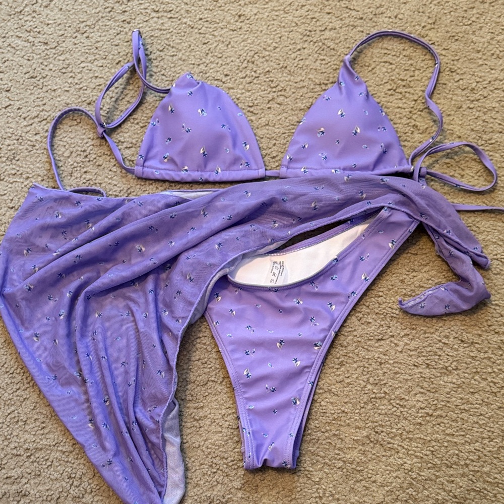 Purple Floral Bikini Set